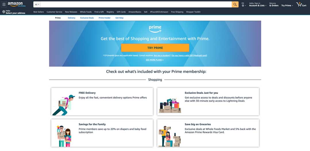 amazon prime awesome call to action above the fold