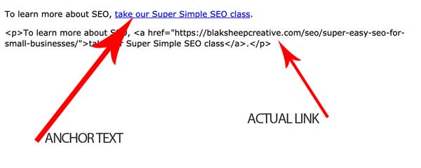 anchor text and actual link anatomy of a link