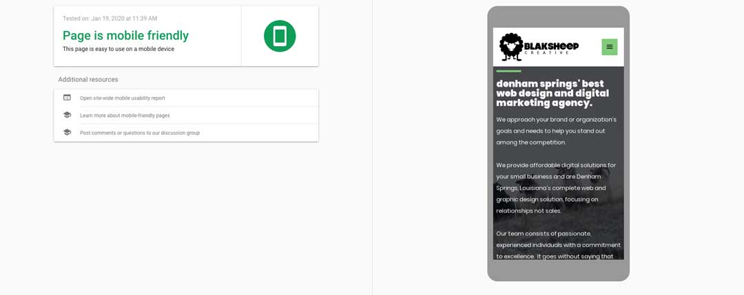 blaksheep creative google mobile friendly responsive test