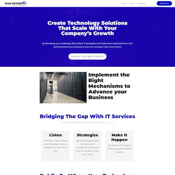 blue meteor it pay by the month website design