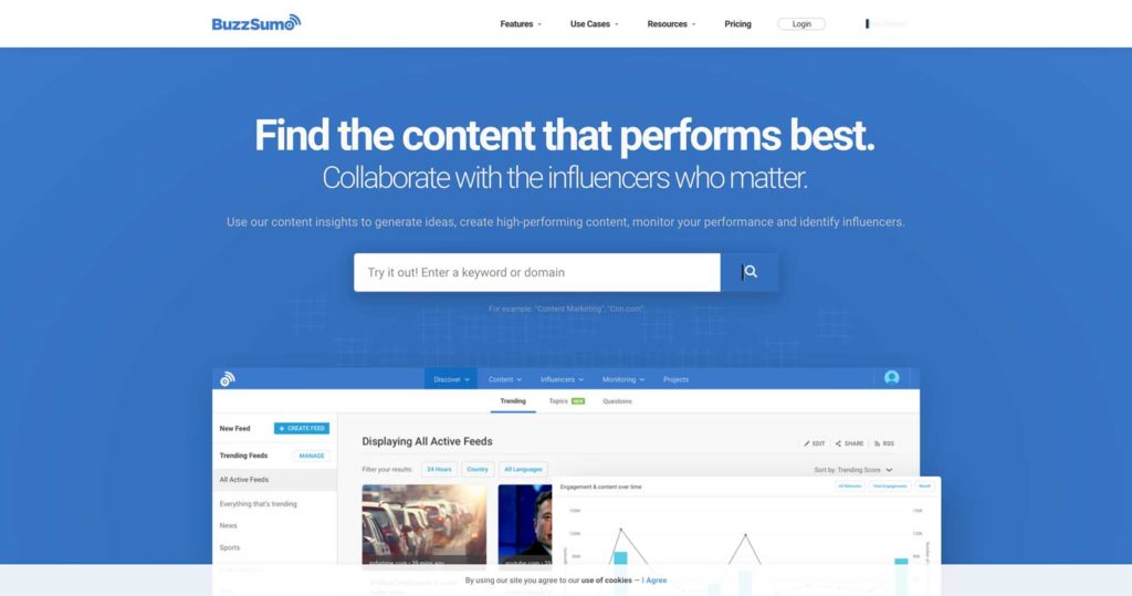 buzzsumo freemium digital marketing topic discovery tool 2020