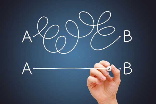 consise web writing point a to point b concept