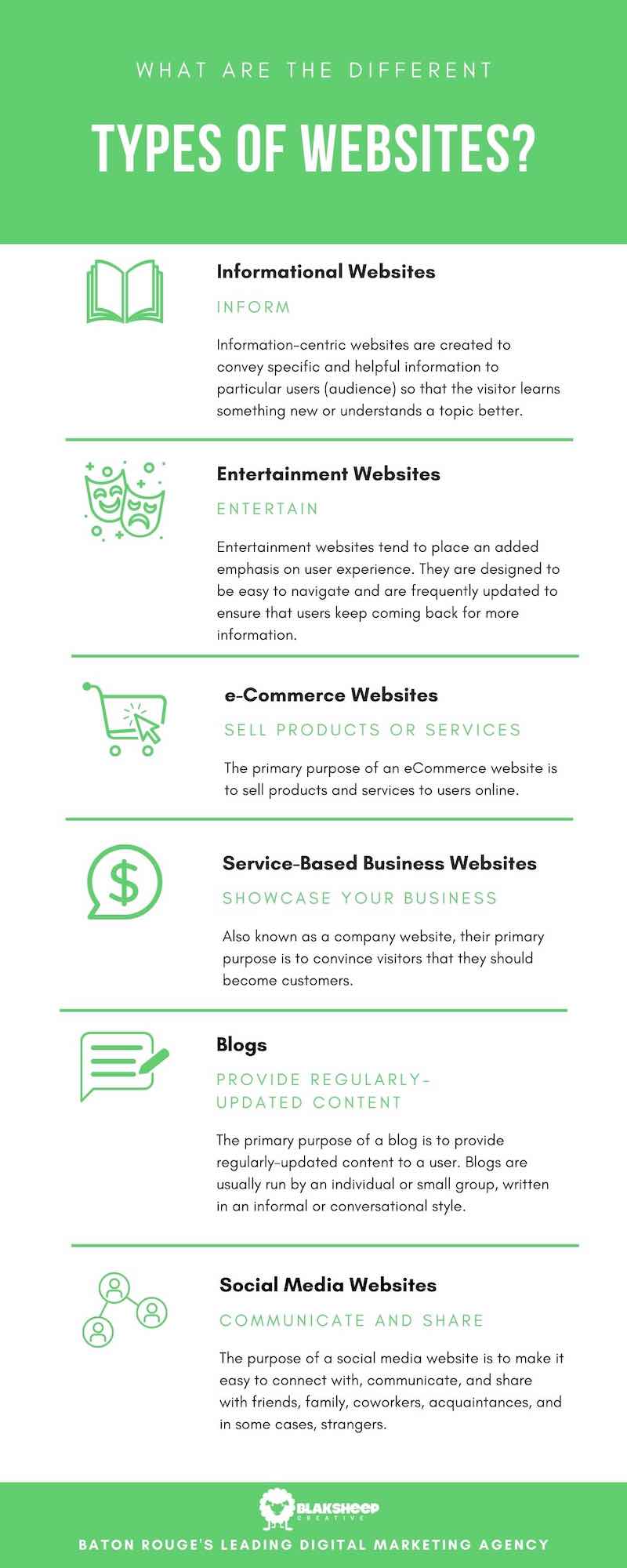 different types of websites baton rouge infographic