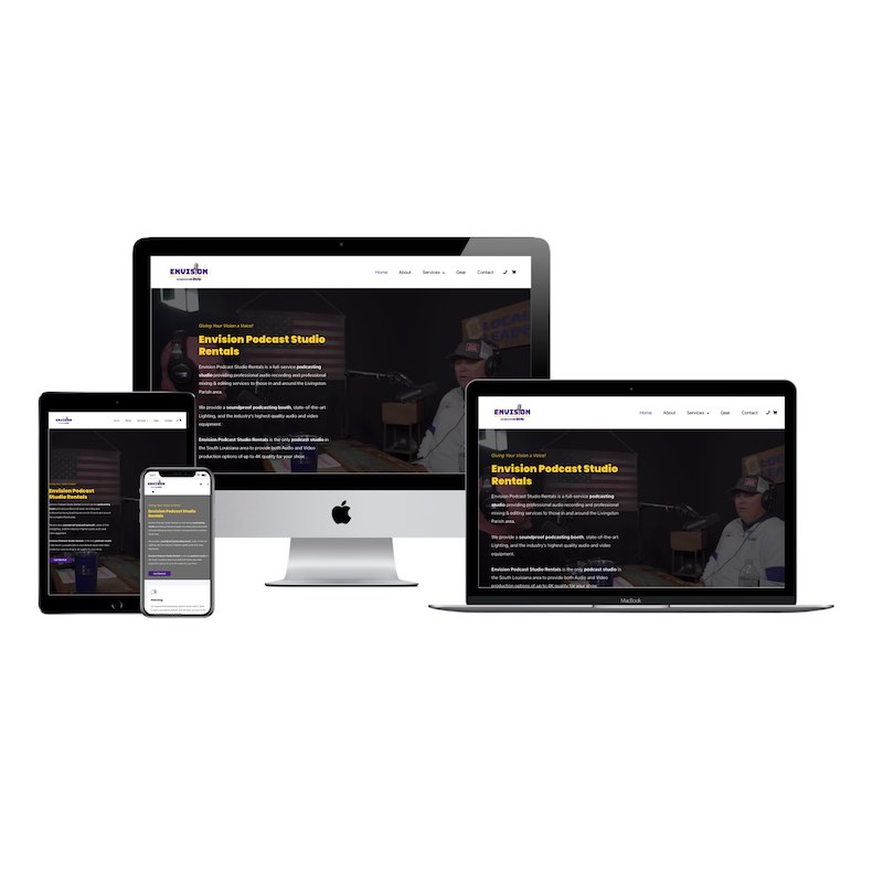 envision podcast studio denham springs website design screenshot