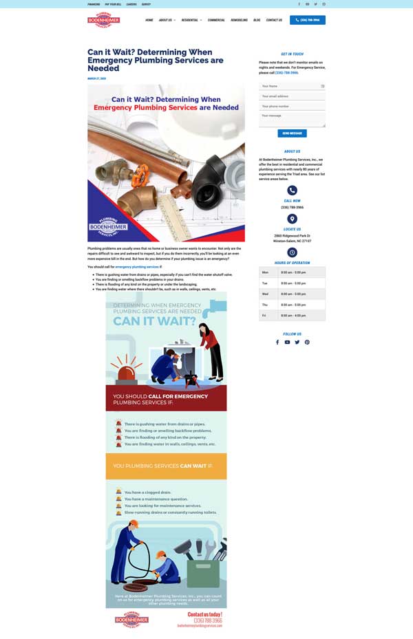 example of emergency plumbing blog post