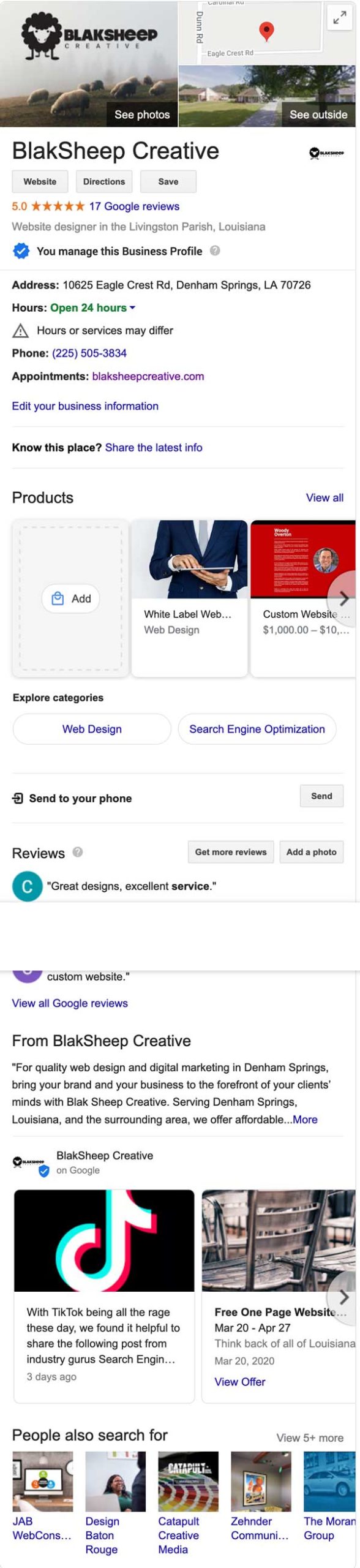 google my business gmb listing for blaksheep creative denham springs web agency scaled 1