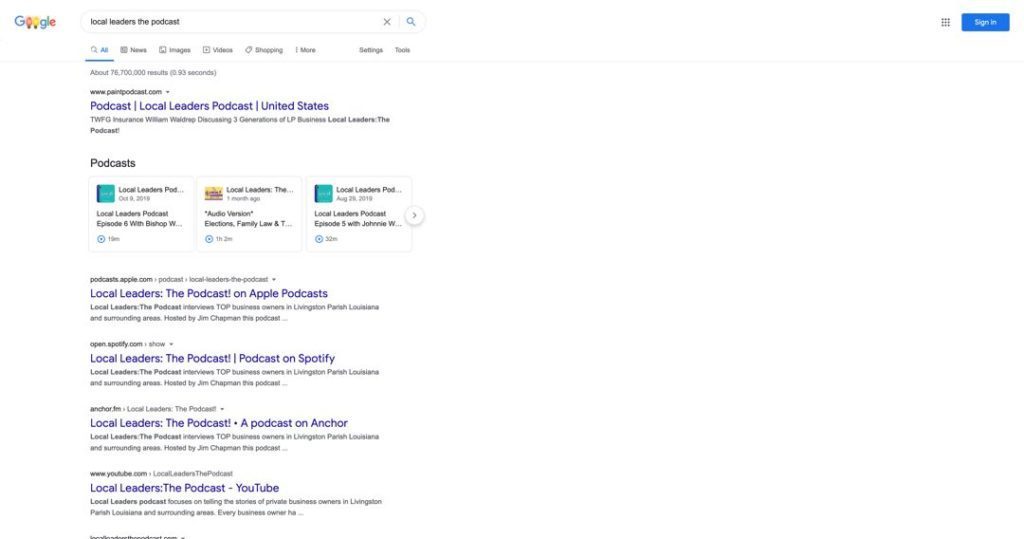 google podcast seo results
