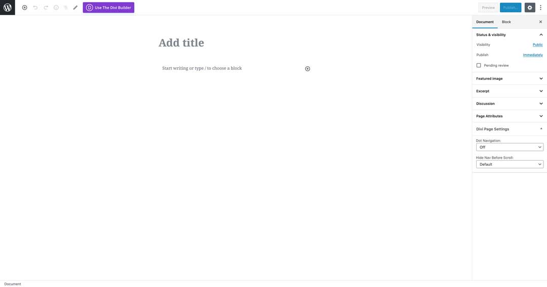 how to add new page with divi and wordpress 5.4 Adderley