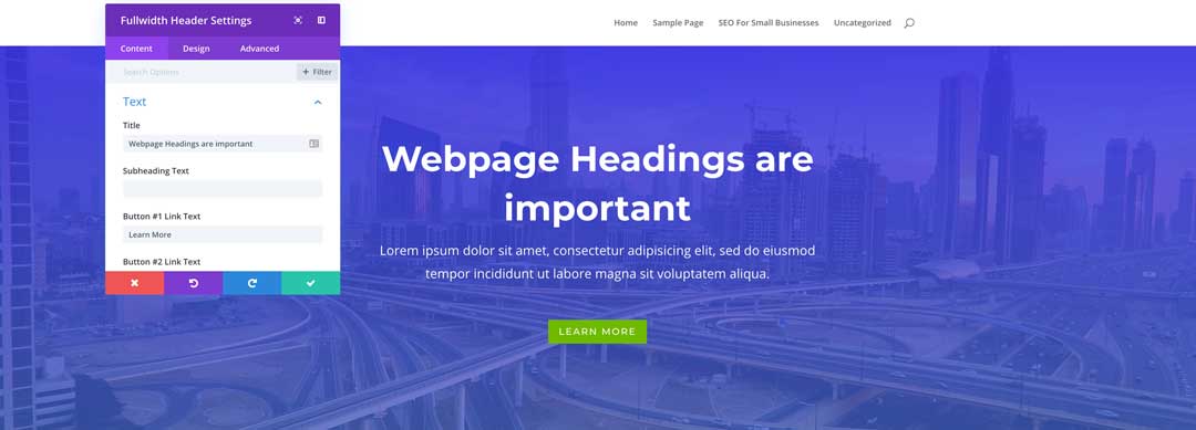 making changes on fullwidth header in divi tutorial