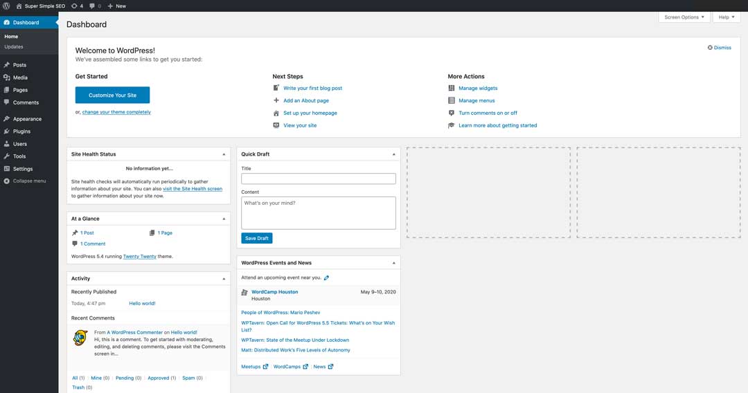 wordpress best cms for website new wordpress dashboard for super simple seo class