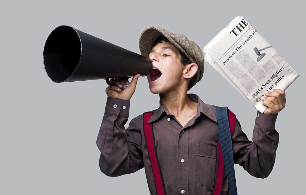 newspaper boy illustration of old call to action