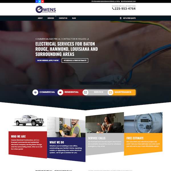 owens electrical contractors walker louisiana pay by the month website design