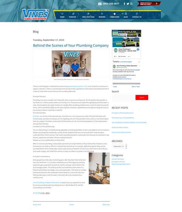 plumbing company behind the scenes blog post