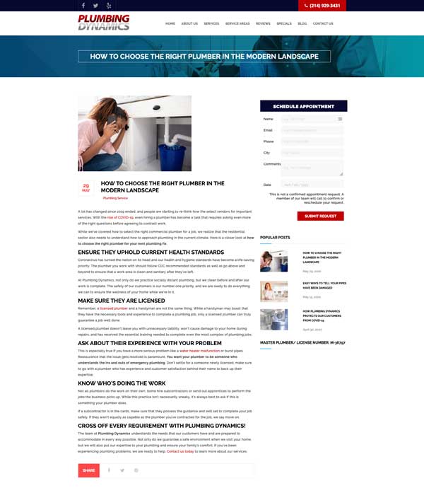 plumbing news blog post idea example