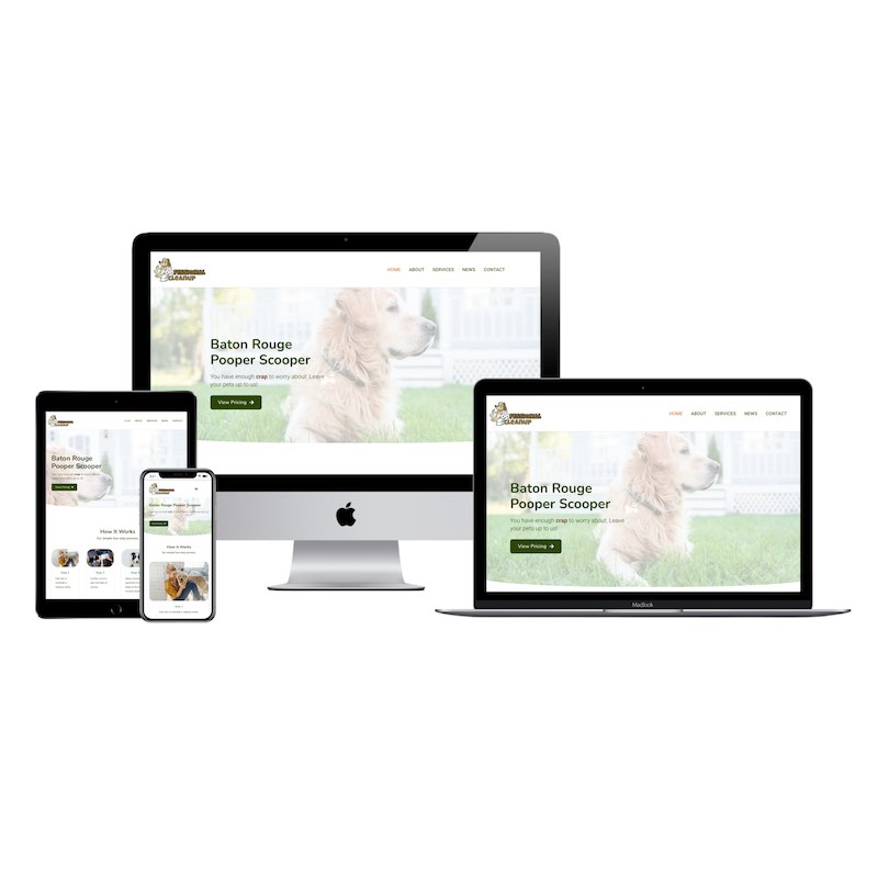 poofessional cleanup dog waste removal service website mockup