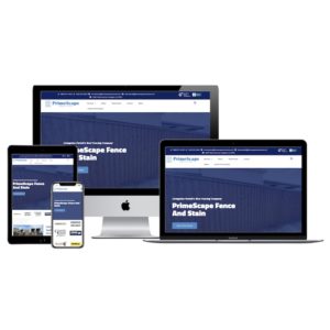 primescape fence stain website project mockup