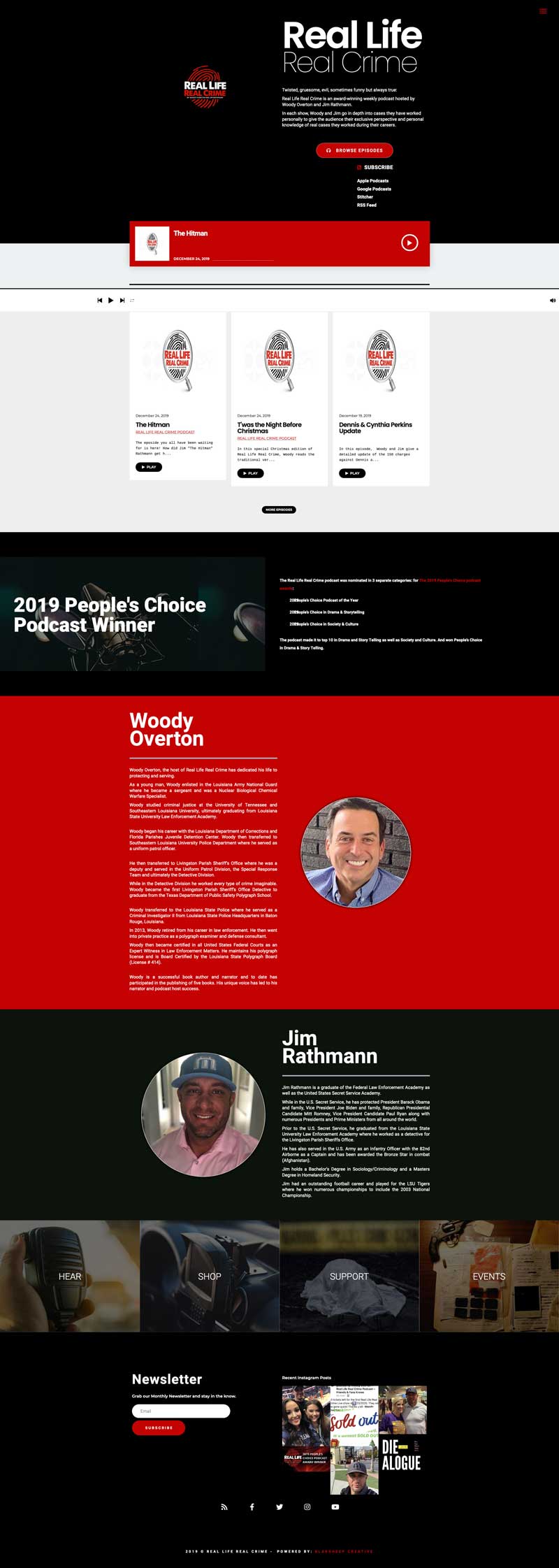 real life real crime podcast website redesign screenshot