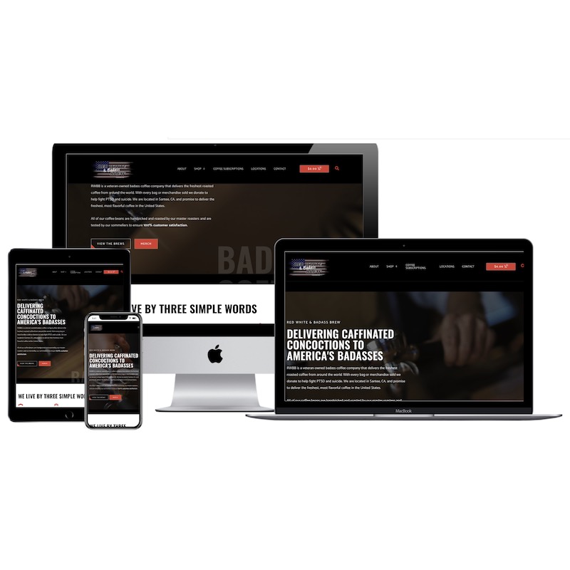 red white badass brew website redesign project. by blaksheep creative