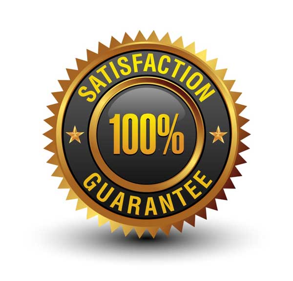 satisfaction guaranteed badge on white background