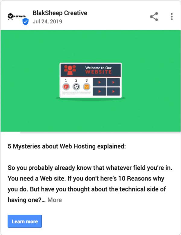 web hosting educational video on gmb