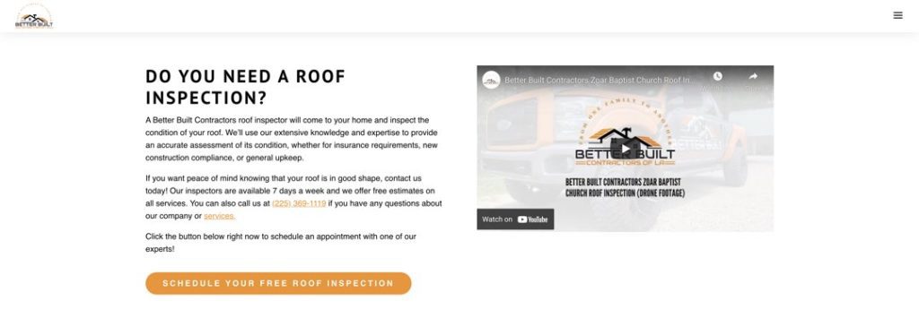 website AIDA framework copywriting example better built ccontractors