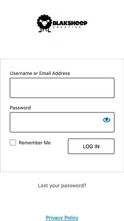 blaksheep creative wordpress login screen wordpress login for blaksheepcreative