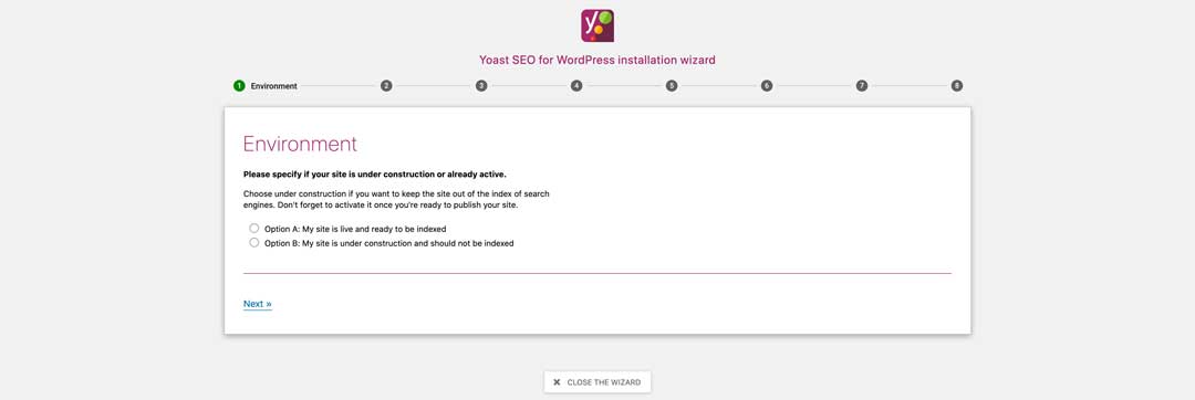 yoast configuration wizard setup box
