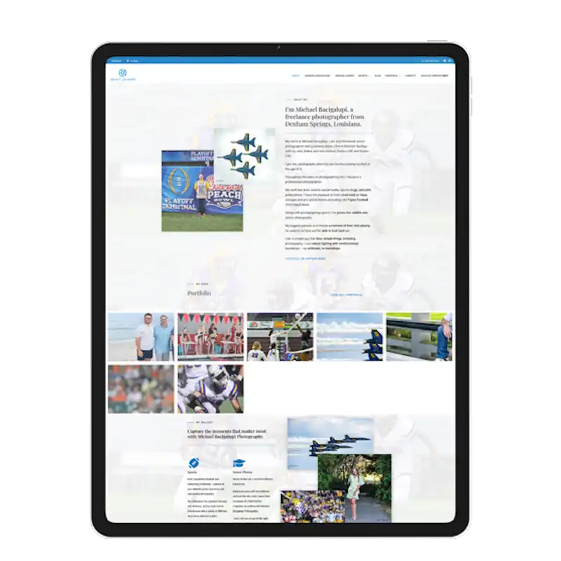 about Michael Bacigalupi Photography photographer website design