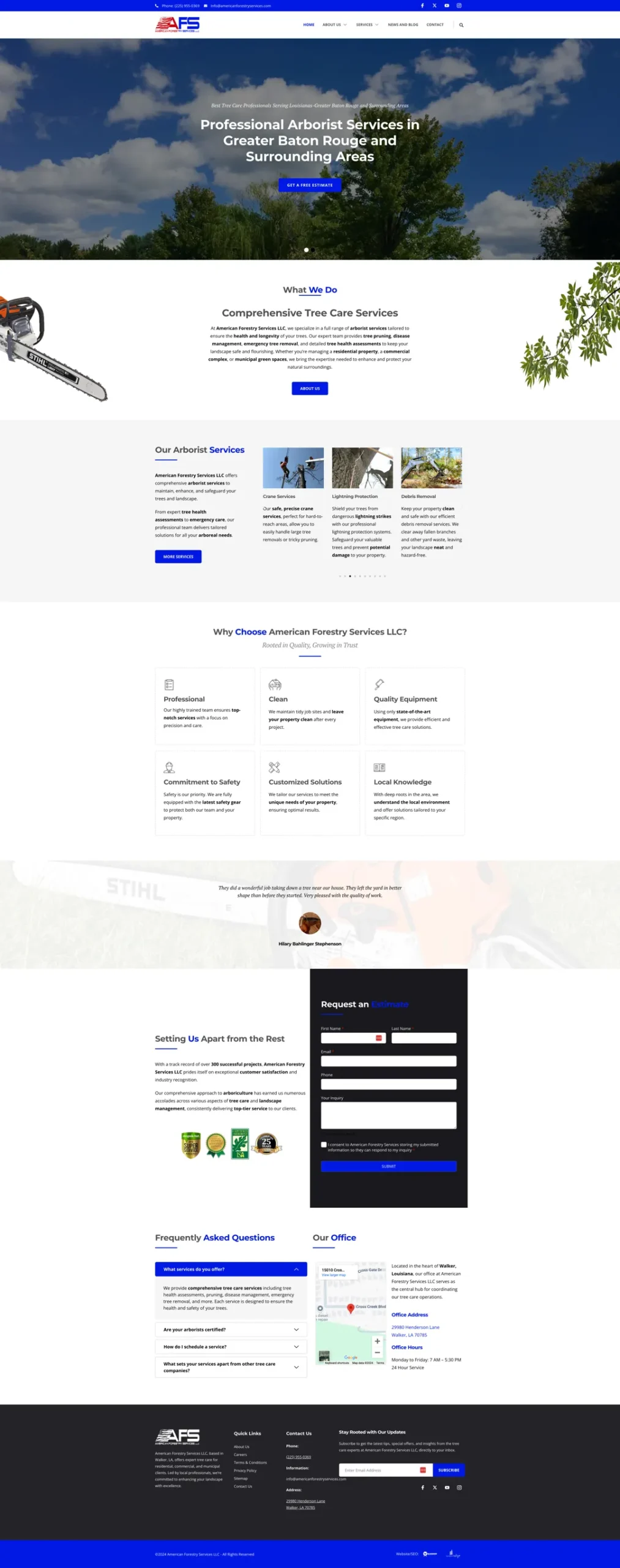 american forestry services website design project homepage