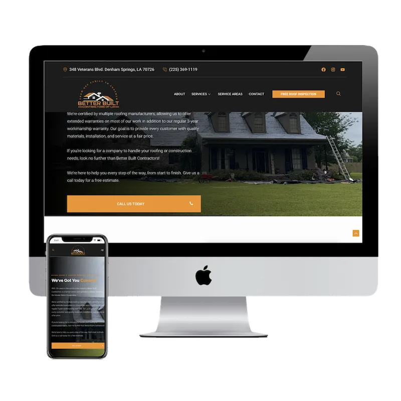 better built contractors denham springs roofing contractor website design