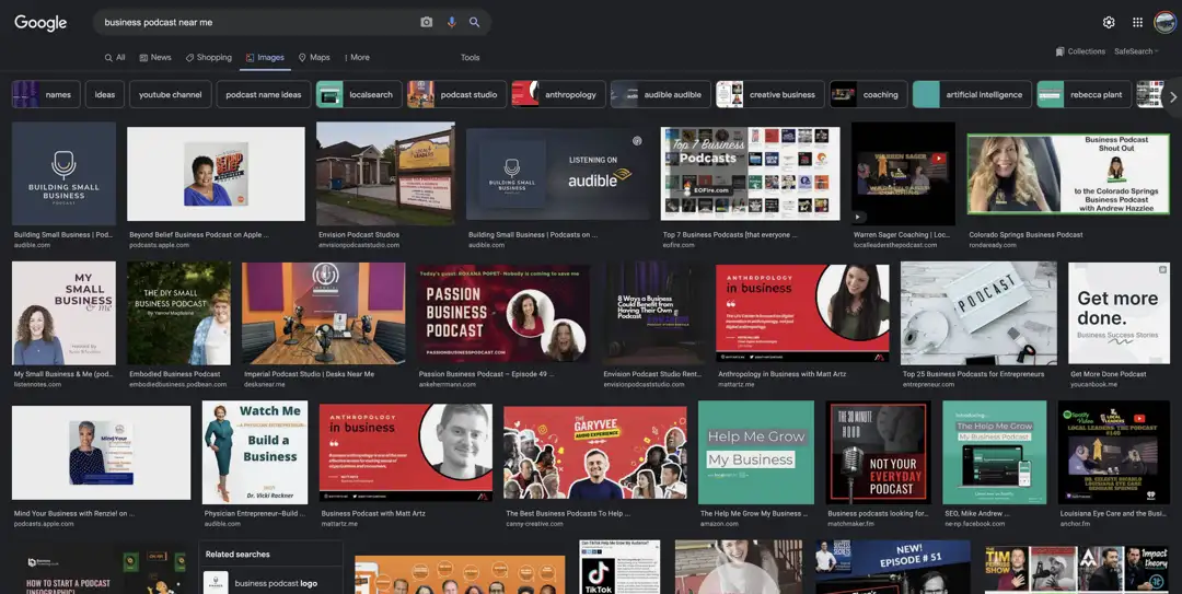 business podcast near me podcast seo image search