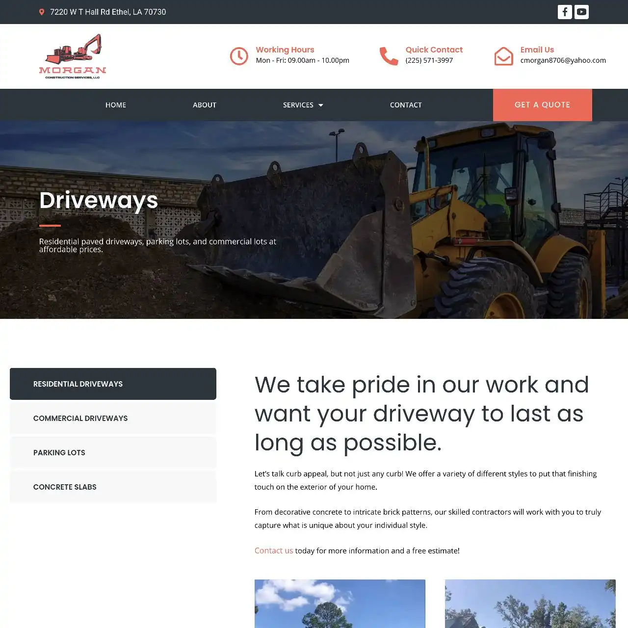construction website https morganconstructionservicesla.com services driveways
