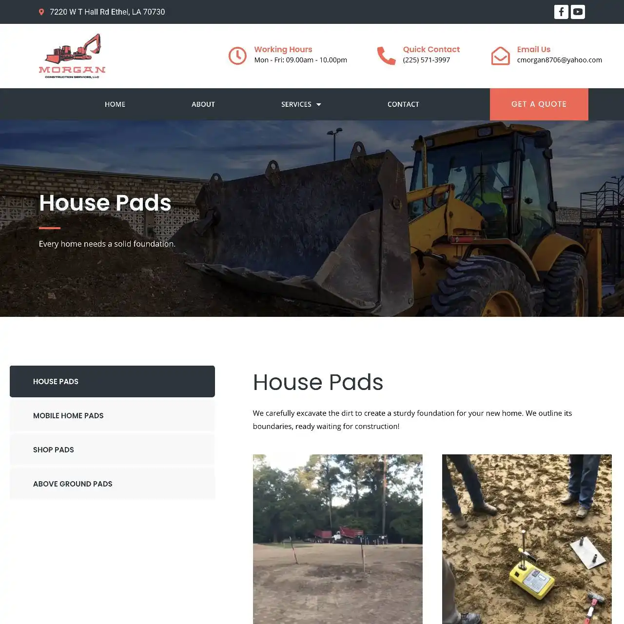 construction website https morganconstructionservicesla.com services house pads