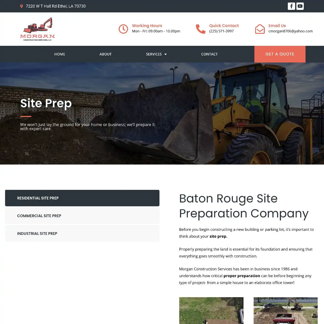 construction website https morganconstructionservicesla.com services site prep