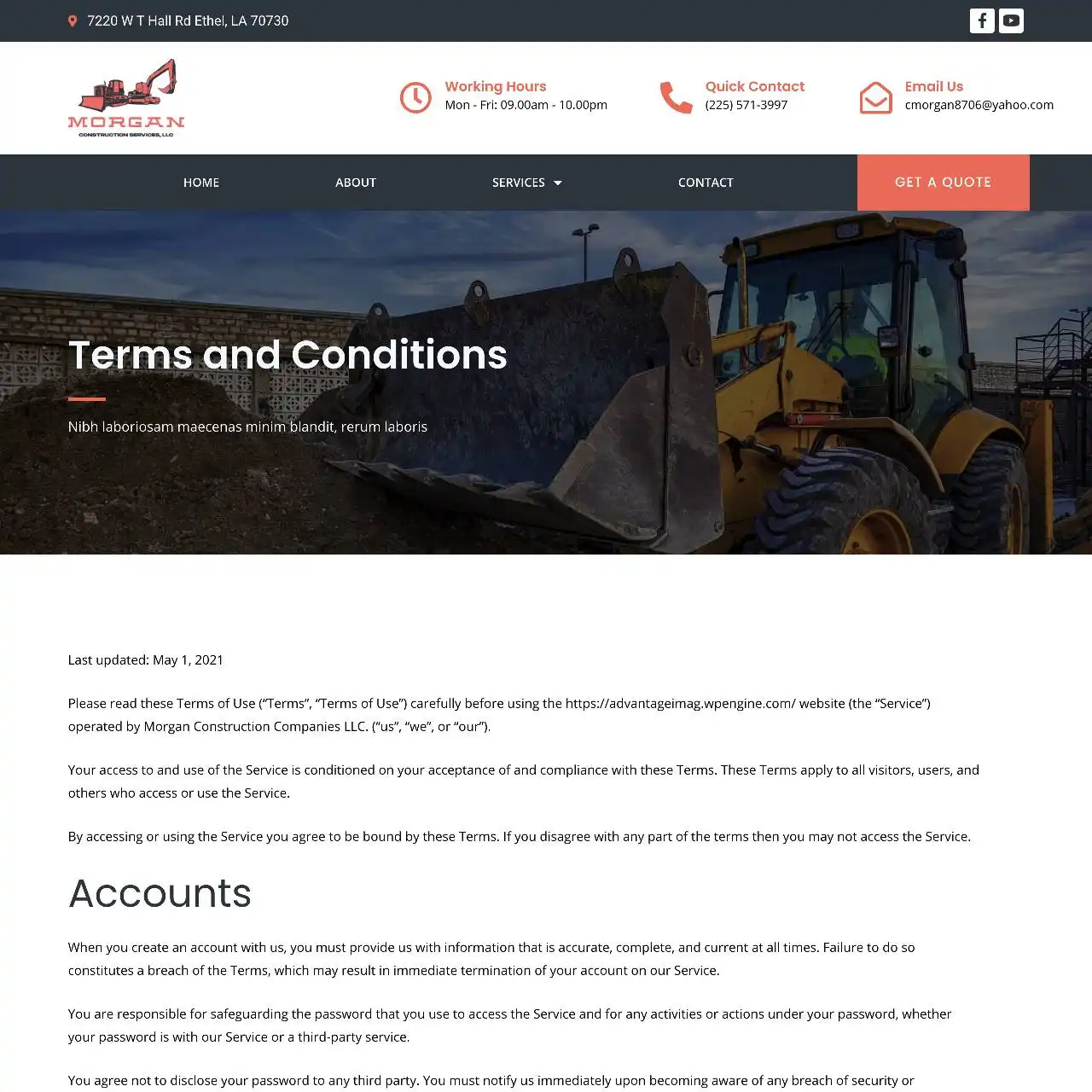 construction website https morganconstructionservicesla.com terms conditions