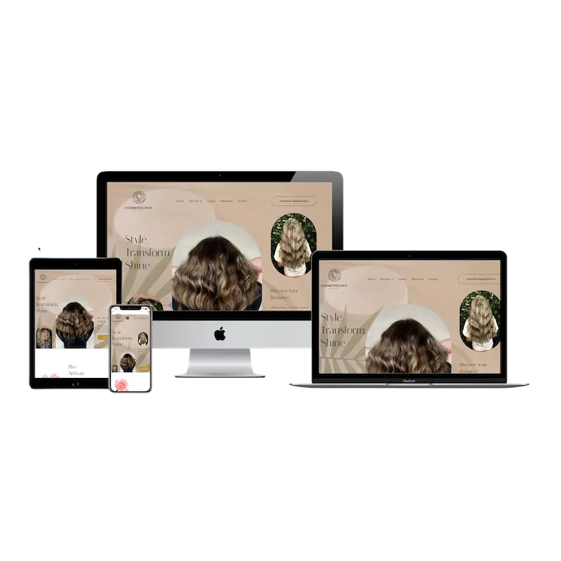 cosmetology by cami website project all devices mockup