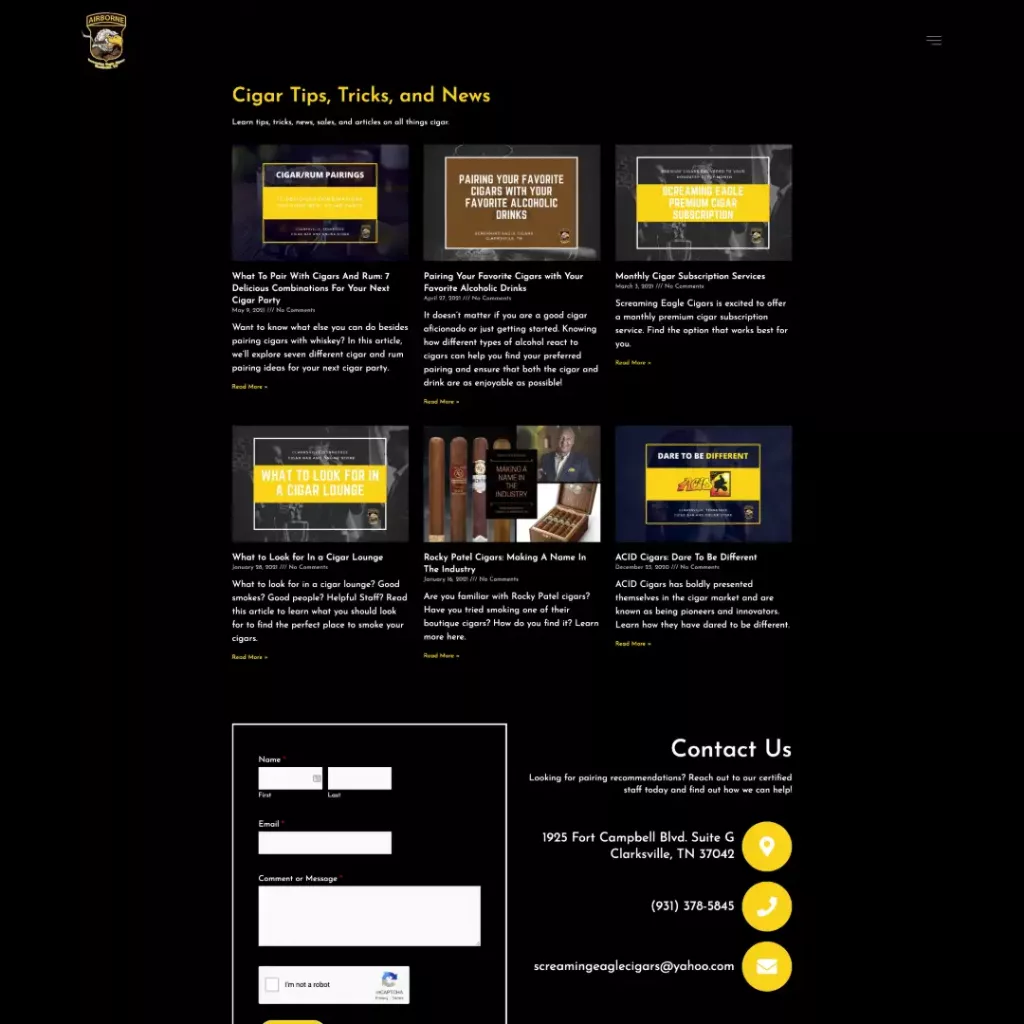 ecommerce website design screenshot screencapture screamingeaglecigars tips tricks news 2021 05 18 11 15 04