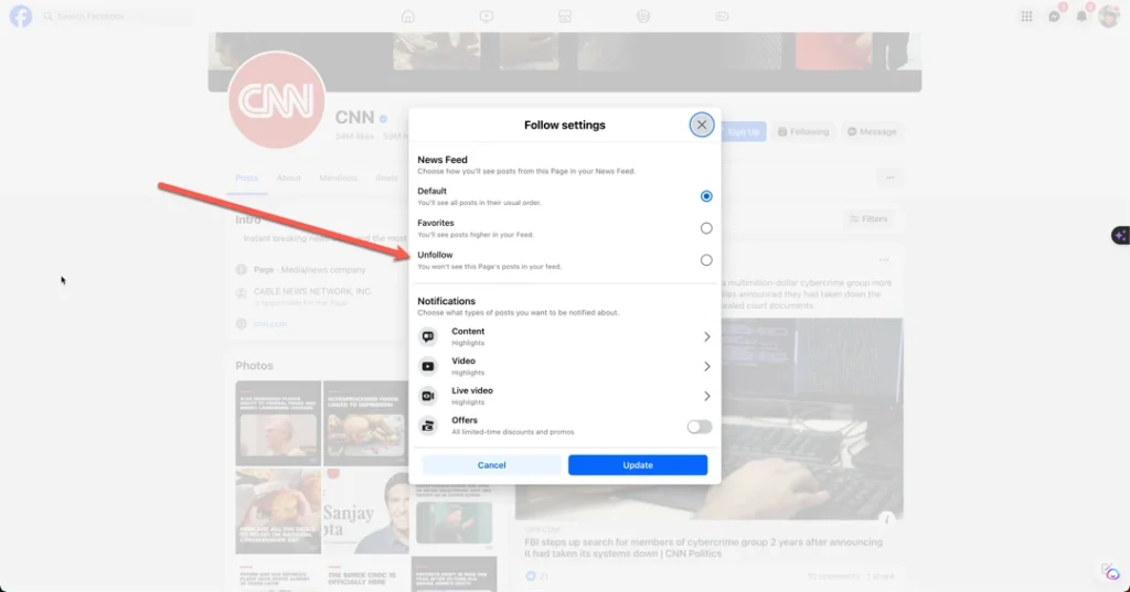 facebook unfollow aggravating tag company