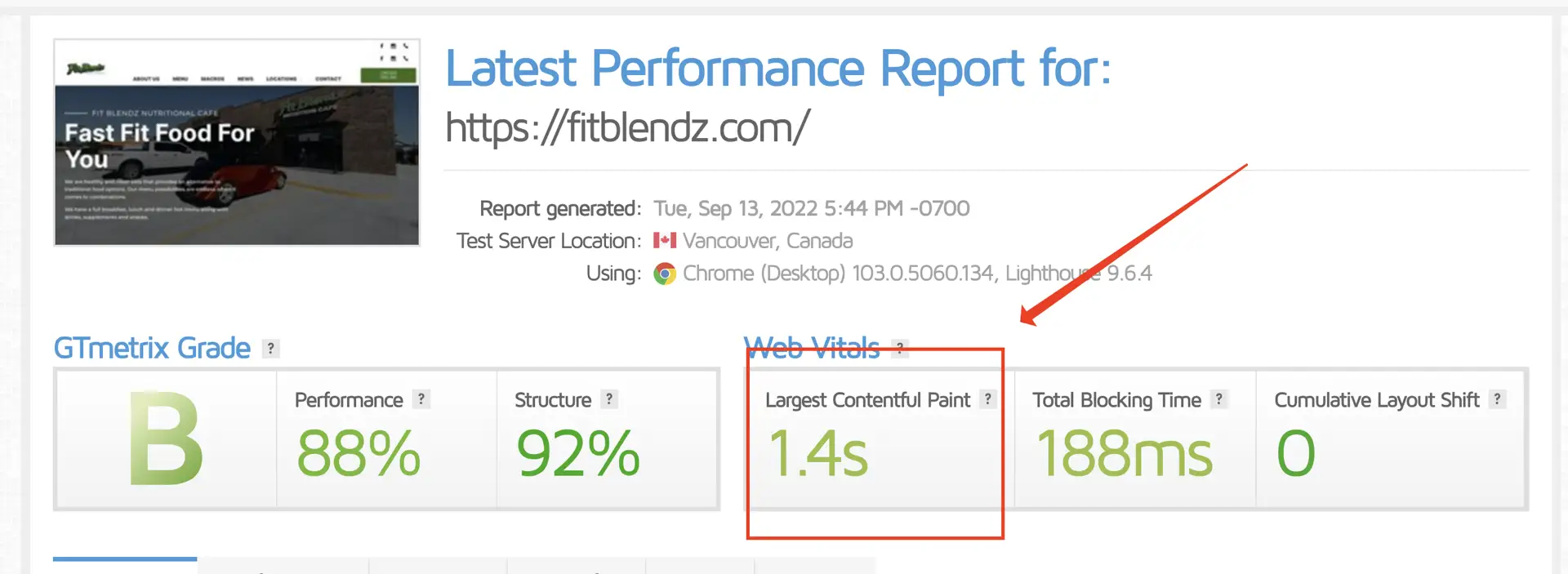 fast loading times for fitblendz website on wpengine