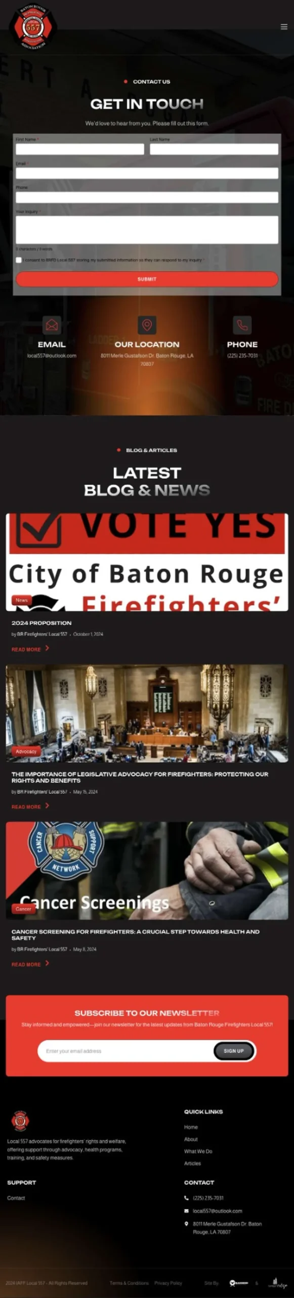 firefighter contact us page local 557