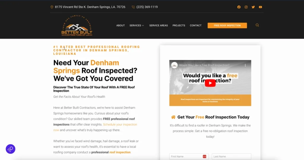 free roof inspection denham springs landing page better built contractors