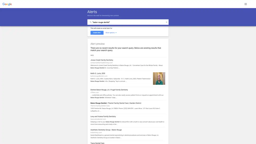 google alerts for dentists baton rouge