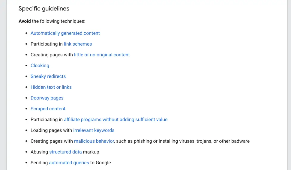 google search guidelines ai generated content old