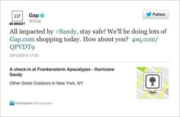 hashtag hijacking example about the gap