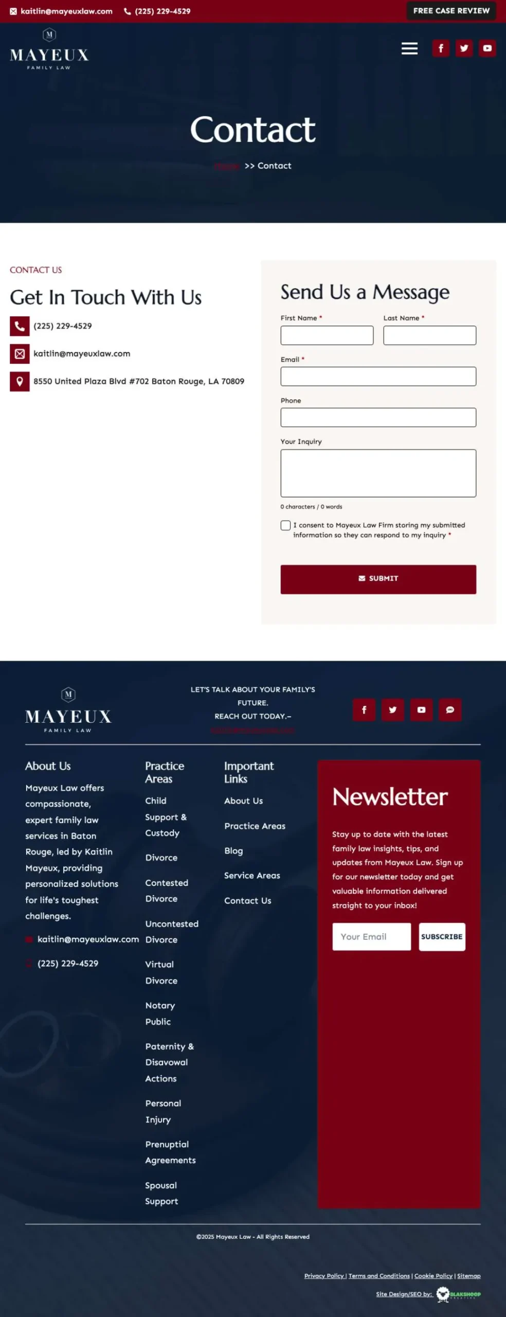 https mayeuxlaw.com contact