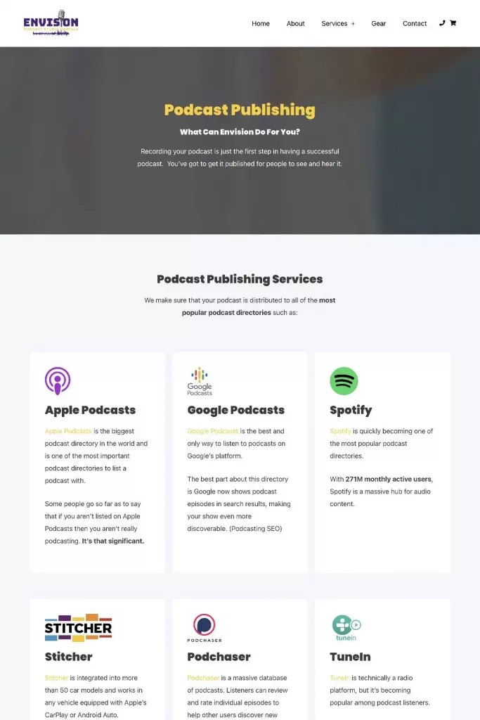 https envisionpodcaststudio.com services podcast publishing