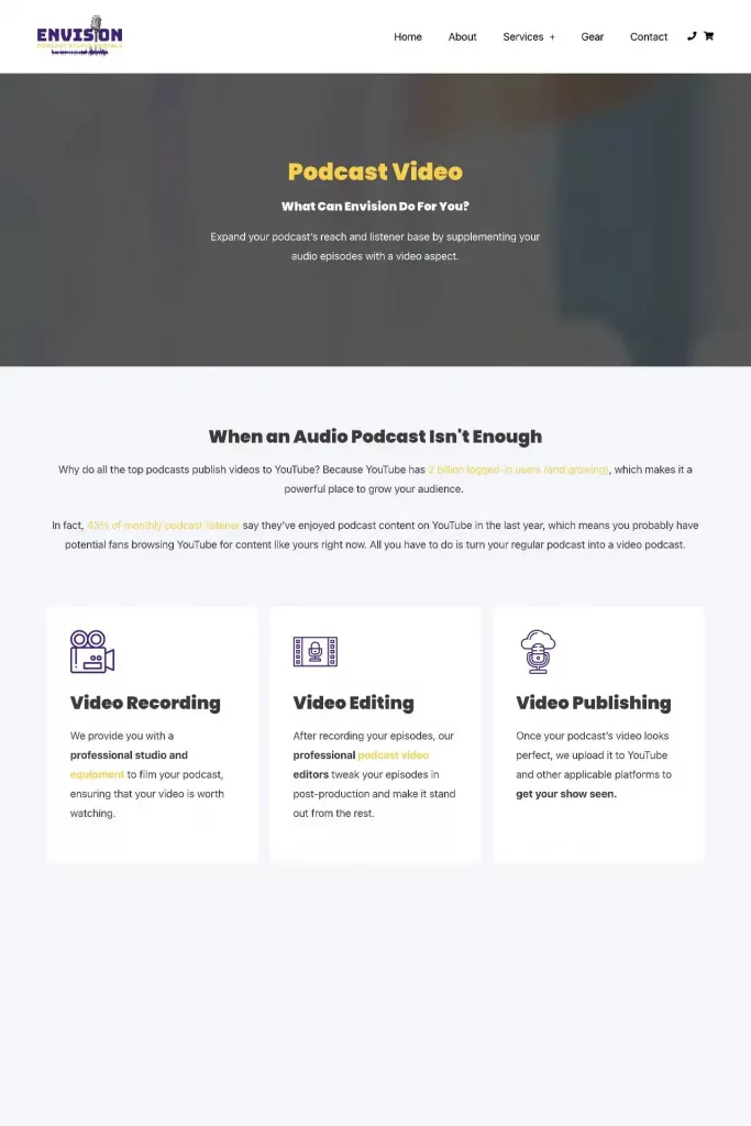 https envisionpodcaststudio.com services podcast video