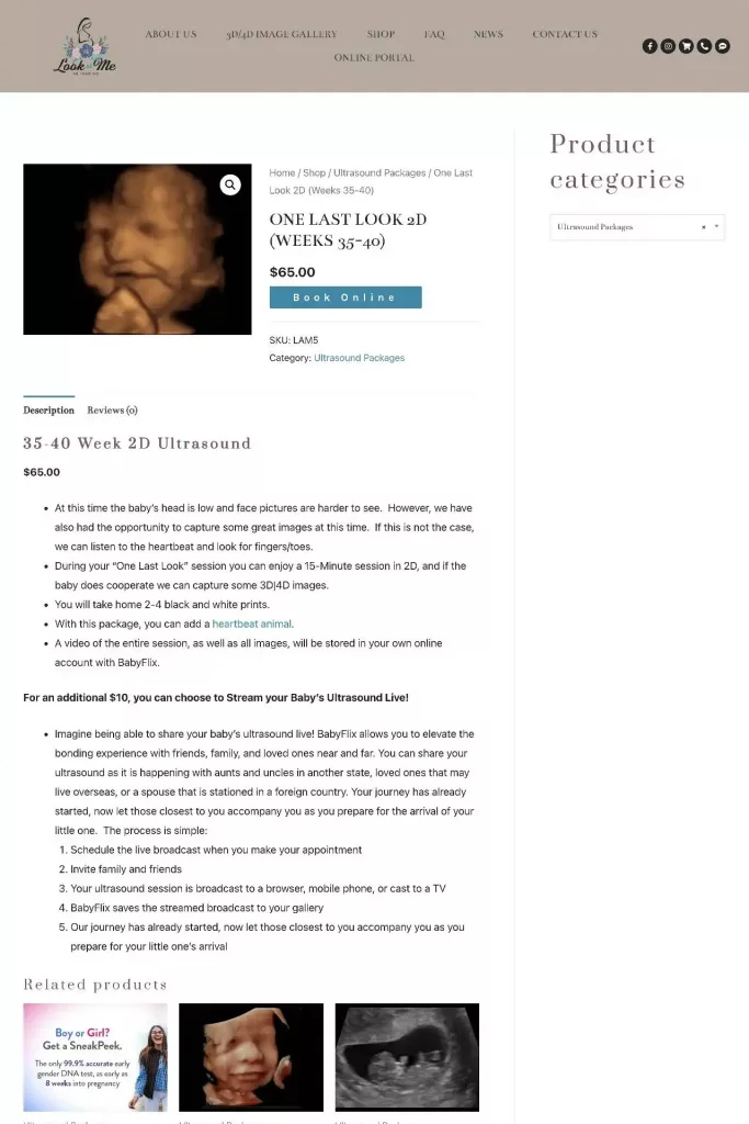 https lookatme4dimaging.com shop ultrasound packages one last look 2d