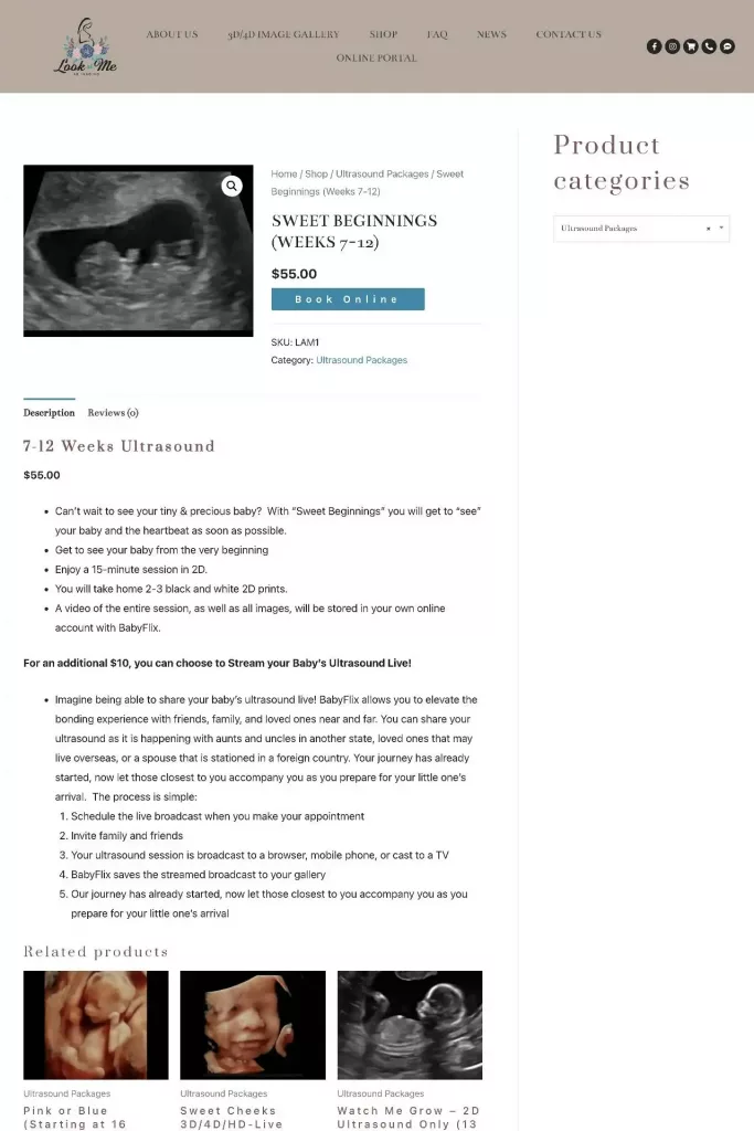 https lookatme4dimaging.com shop ultrasound packages sweet beginnings
