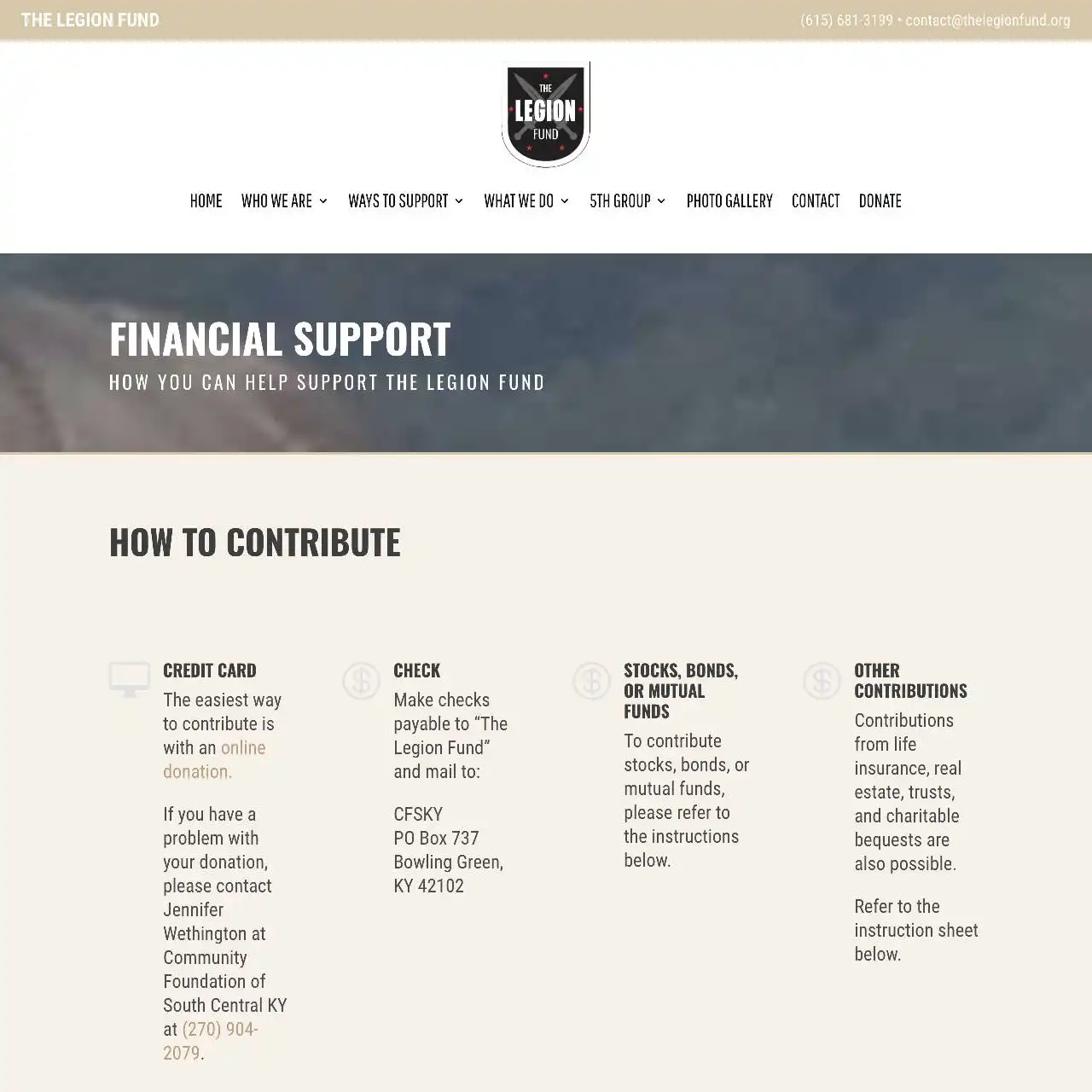 https thelegionfund.org ways to support financial
